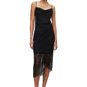 ALLSAINTS Ulla Mesh Midi Dress - Black Size 8 NWT
